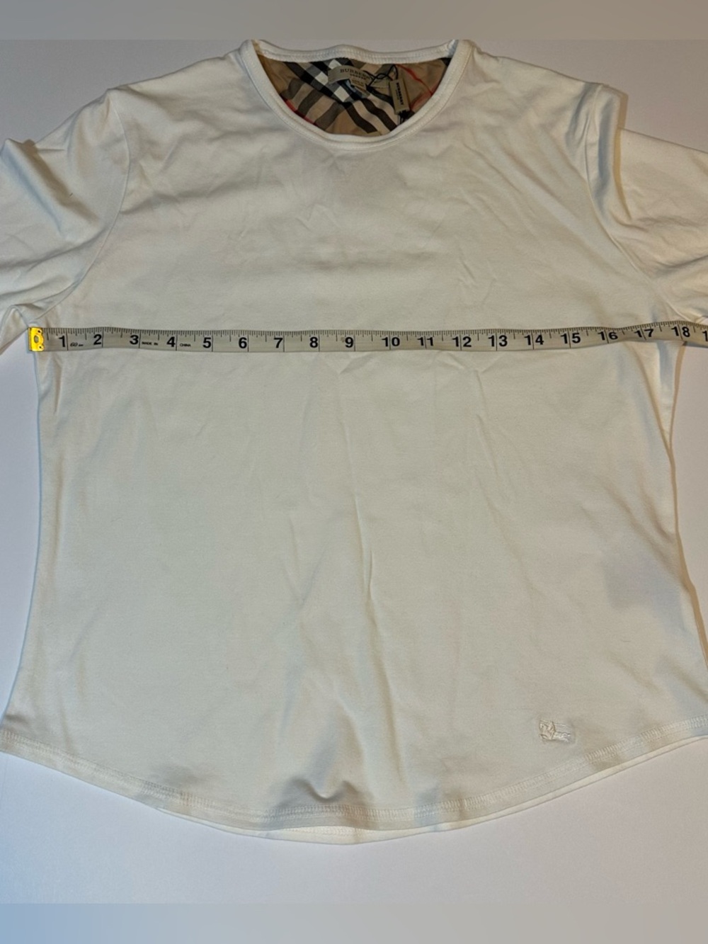 BURBERRY Crew Neck Shirt Top Cotton Stretch Nova Check Elbow Patches - Picture 8 of 8